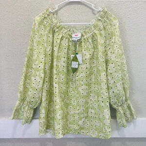 Hester & Orchard Circle Eyelet Smocked Blouse M